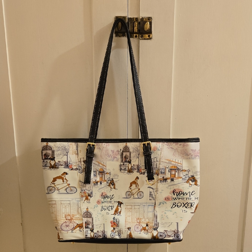 Home is where my boxer is tote style bag